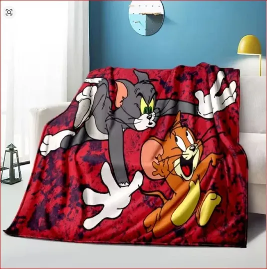 Tom And Jerry Fleece Blanket, Fun Cartoon Movie Gifts for Kid