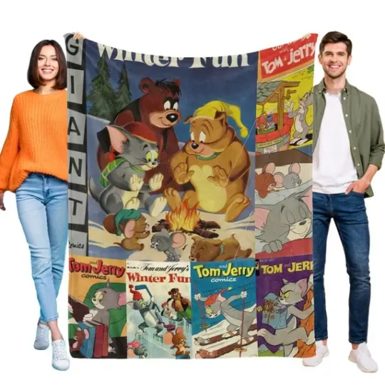 Tom And Jerry Fleece Blanket, Fun Cartoon Movie Gifts for Kid