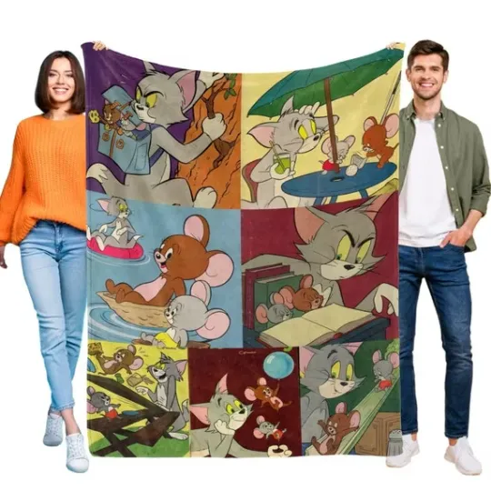 Tom And Jerry Fleece Blanket, Fun Cartoon Movie Gifts for Kid