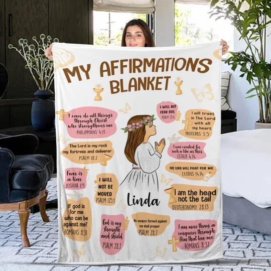 Discover Personalized Christian Bible Verse Affirmations Blanket, Religious Gifts, Inspir
