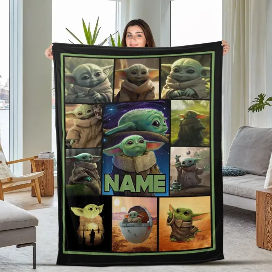 Discover Personalized Baby Yoda Grogu Blanket Baby Yoda Starwars Plush Fleece Blanket