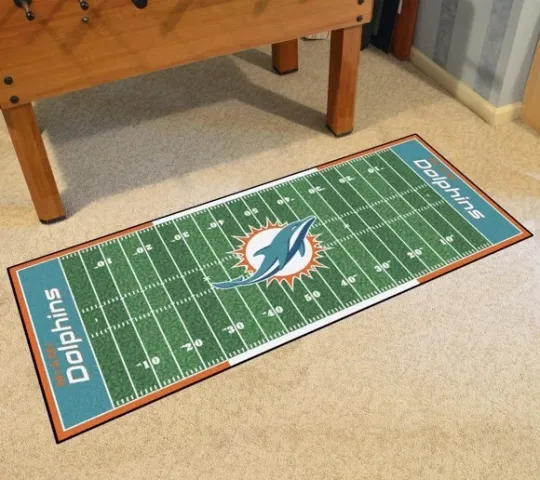 Miami Dolphins Football Field Runner Rug