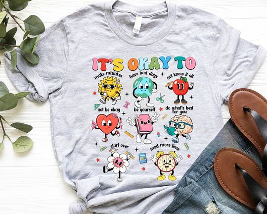 Discover Retro It's Okay To Make Some Mistakes Sweatshirt, Hippie Motivational Sweater, Mental Health Matters Shirt,Special Education Teacher T-Shirt