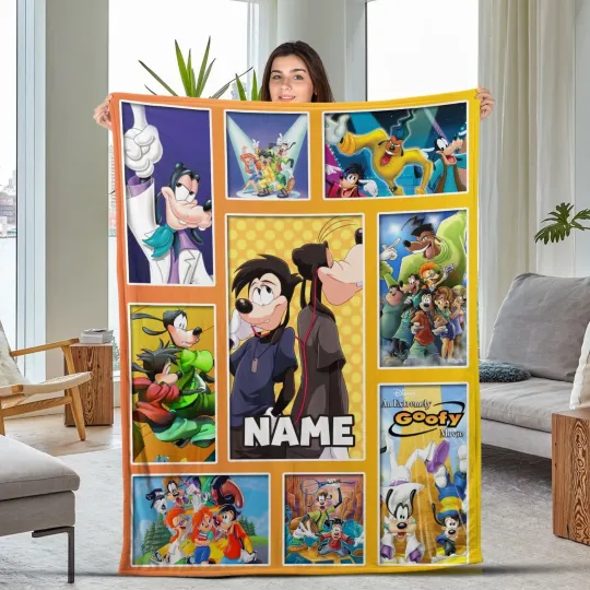 Discover Disney Goofy Blanket, Goofy Movies Plush Fleece Blanket, Max Goof Roxanne Bla