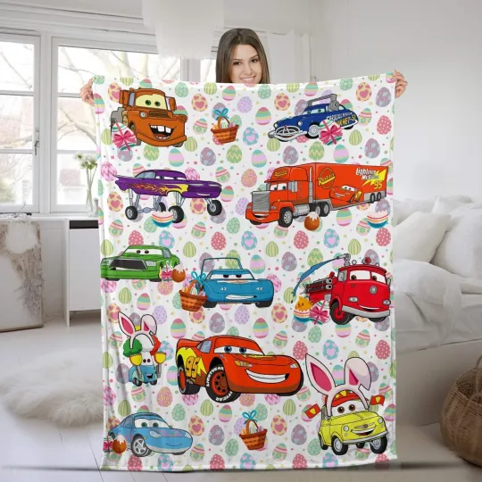 Discover Disney Cars Easter Blanket, Lightning MCQueen Baby Blanket, Disney Cars Blanket