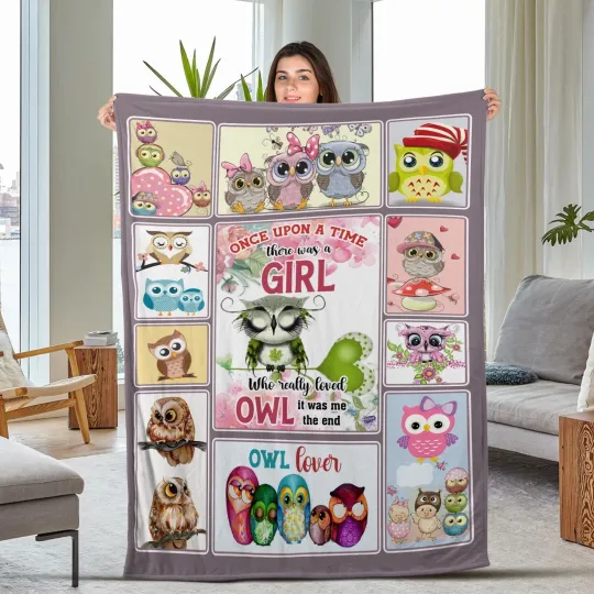 Discover Once Upon A Time There Was A Girl Who Really Loved Owls Plush Fleece Blanket