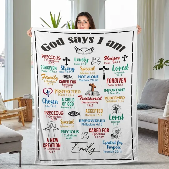 Discover God Say I Am, Custom Name, Personalized Blanket, Inspiration Quote Blanket
