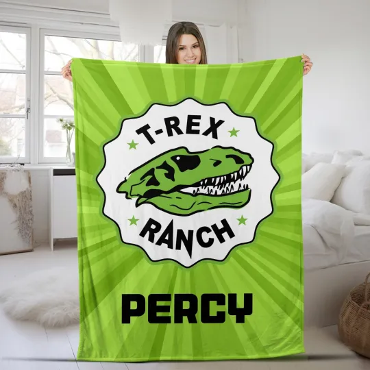 Park Ranger Blanket T-Rex Ranch Dinosaur blanket Birthday Gift Boy Girl Children