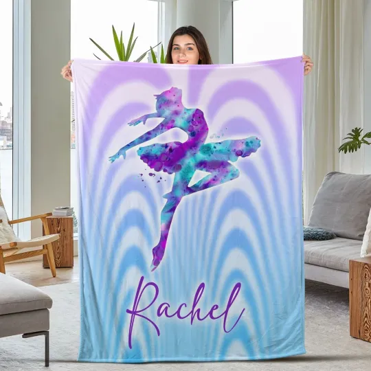 Discover Personalized Ballet Blanket, Custom Name Soft Cozy Sherpa Plush Fleece Blankets
