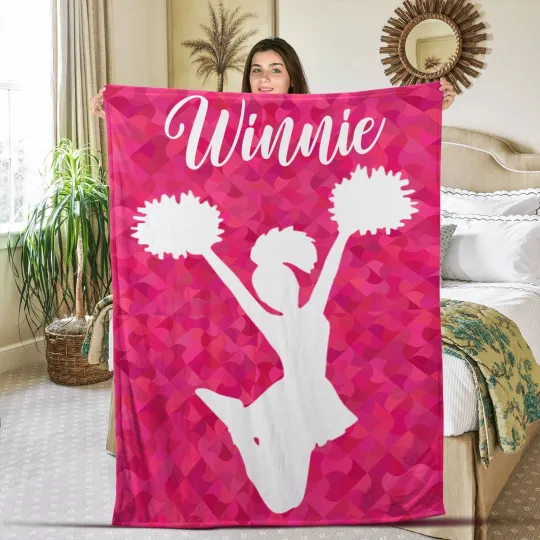 Discover Personalized Cheerleading Plush Fleece Blanket, Gift for Cheerleader