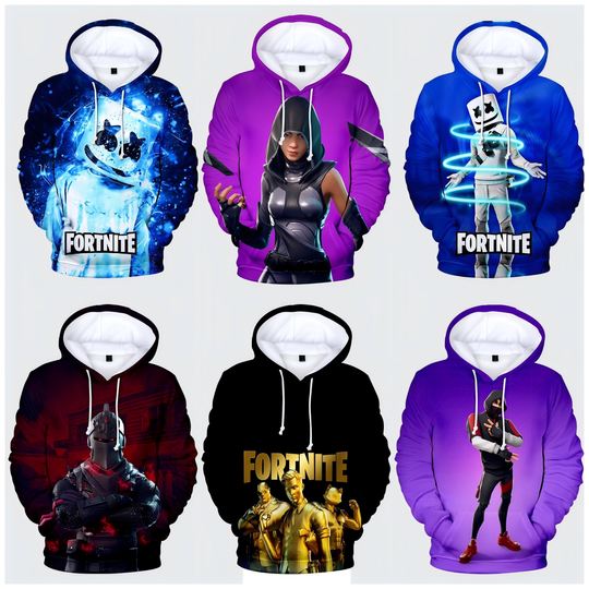 Discover Anime Fortnite Hoodie Men Print Unisex Pullovers Tops Autumn Fleece Harajuku Long Sleeve Hooded Sweatshirt