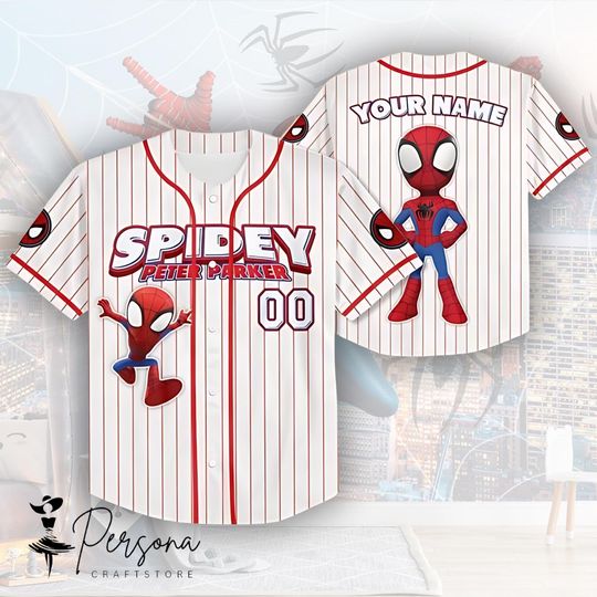 Personalize Spidey And His Amazing Friends Baseball Jersey, Custom Spider Ghost Spidey Spin Jersey.