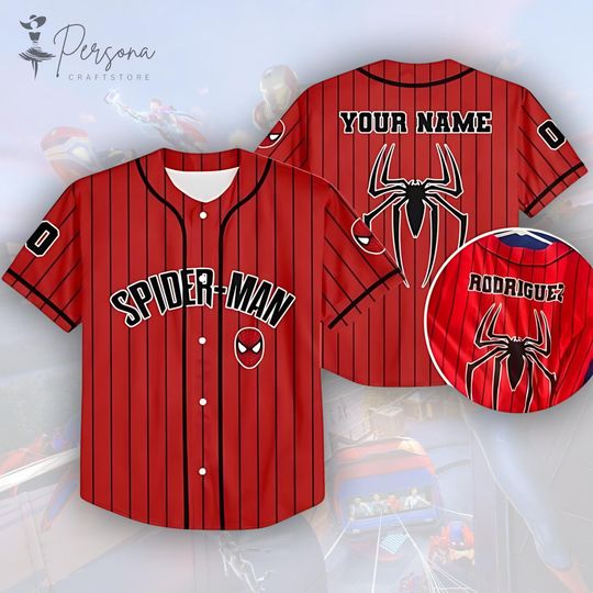 Discover Personalize Disney Amazing Spider Man Vintage Classic Black No Striped, Custom Kids Youth Adult Disney Baseball Jersey.