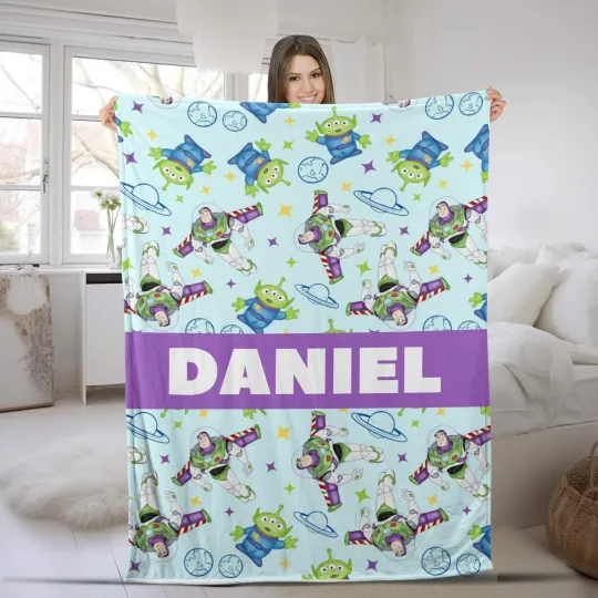 Discover Personalized Buzz Lightyear Baby Name Blanket - Unisex Toy Story Movie Inspired