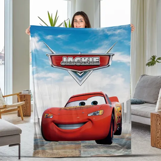Discover Disney Cars Custom Name Bedding Set, Disney Cars Fleece Blanket Disney Lightning