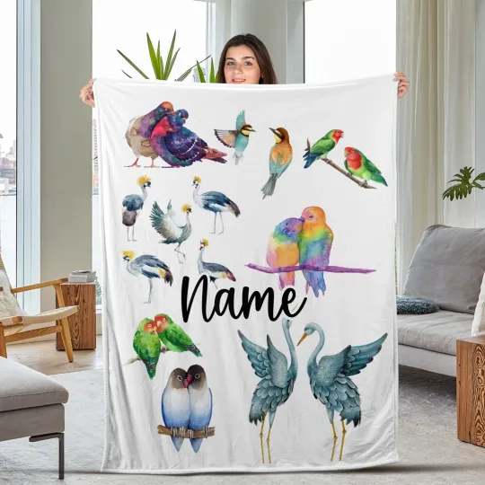 Discover Ornithologist’s Compendium Blanket, Light Academia Bird Lover Wingspan Blanket