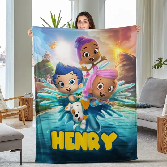 Discover Customized Bubble Guppies Plush Fleece Blanket, Bubble Guppies Party