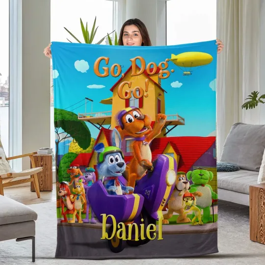 Discover Customized Go Dog Go Plush Fleece Blanket, Go Dog Go Blanket,Baby Blanket