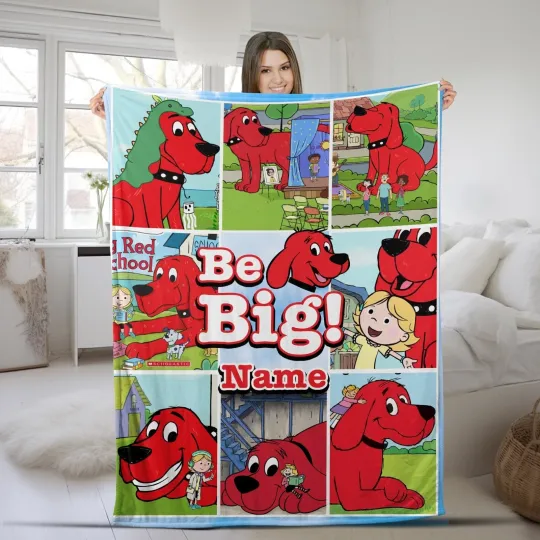 Discover Customized Clifford the Big Red Dog Blanket Personalized Plush Fleece Blanket