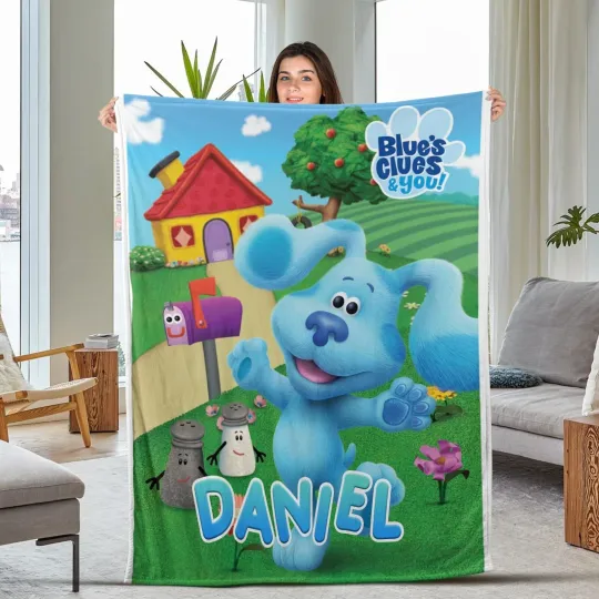 Blues Clues Blanket, Personalized Baby Blanket, Cute Dog Theme Party Blanket
