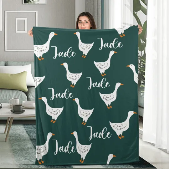 Discover Cute Goose Daisy Plush Fleece Blanket Mint Green Blanket Kids Nursery Decor C