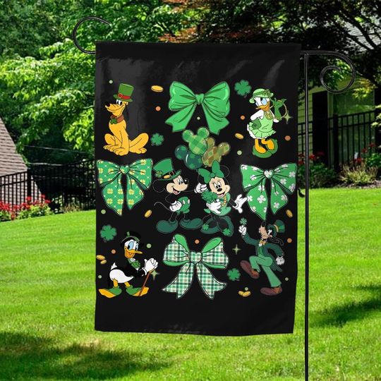 Discover Disney Mickey And Friends St Patricks day Garden Flag, Mouse St Patrick, Mouse Clover, Disney Mouse Family, Shamrock Decor  UMAT22