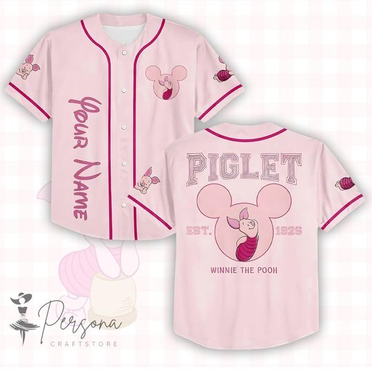 Discover Disney Piglet Baseball Jersey, Disney Winnie The Pooh Piglet Jersey, Piglet Pink Jersey, Piglet Birthday Jersey.