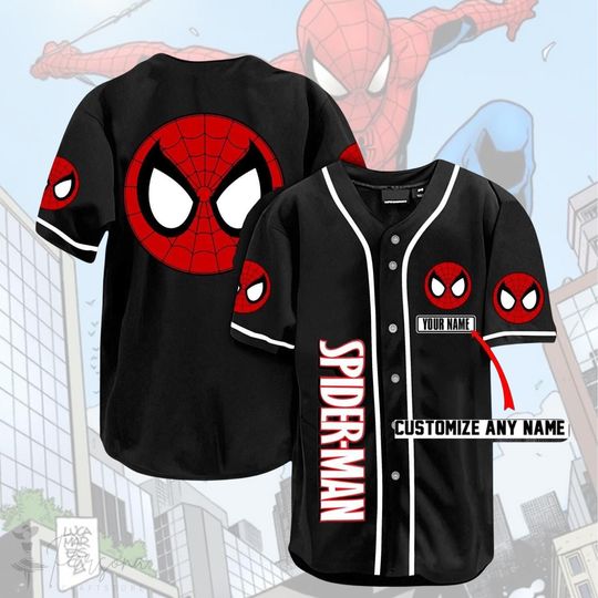 Discover Personalize Disney Amazing Spider Man Basbelal Jersey, Custom Kids Youth Adult Disney Baseball Jersey.