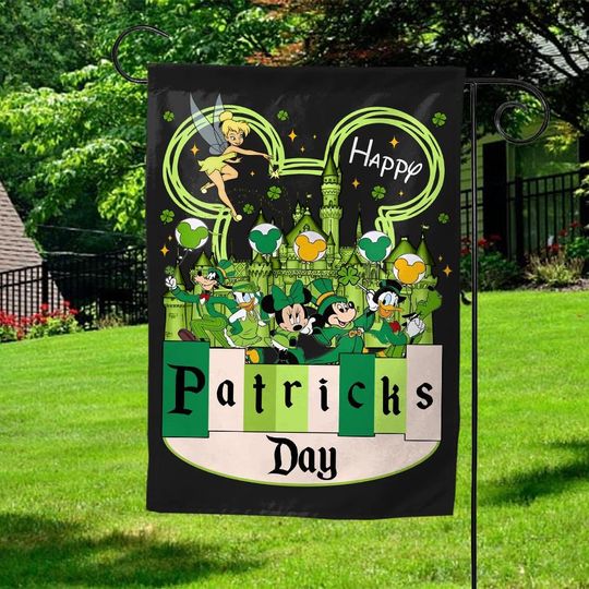 Discover Disney Mickey And Friends St Patricks day Garden Flag, Mouse St Patrick, Mouse Clover, Disney Mouse Family, Shamrock Decor  UMAT23