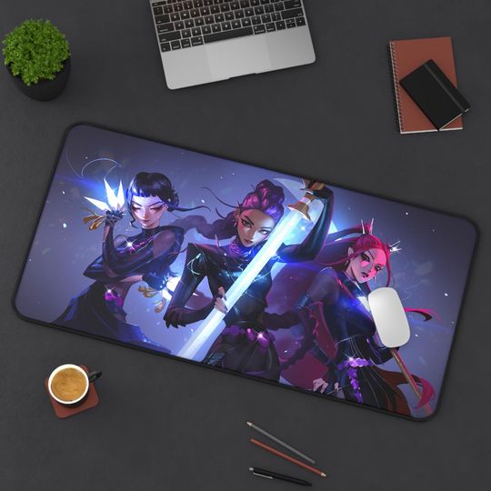 Desk Mat, KPop Demon Hunters, Rumi, Zoey, Mira Gaming Mousepad, Office Desk Accessory, Computer Pad