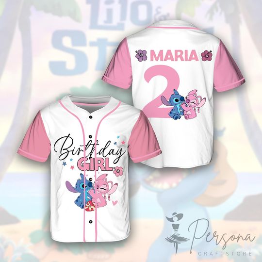Discover Stitch & Angel Birthday Family Baseball Jersey, Disney Birthday Girl Tee, Custom Stitch Party Jersey, Toddler Gift, WDW Birthday Crew Jersey