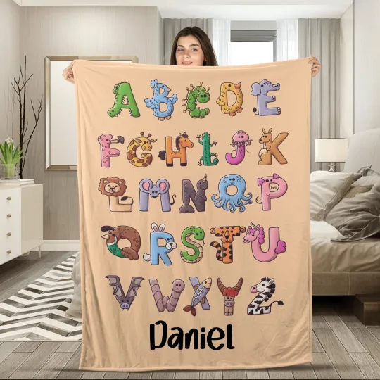 Discover Animal Alphabet Baby Plush Fleece  Blanket, Sofa blanket, Baby blanket