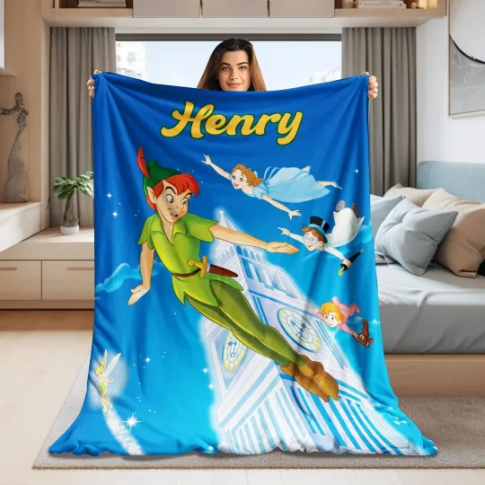 Discover Custom Name Blanket Disney Peter Pan Tapestry Personalized Blankets Birthday Gif