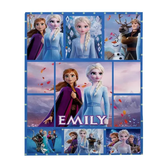 Discover Custom Name Frozen Snow Princess Plush Fleece  Blanket, Baby Name Blanket
