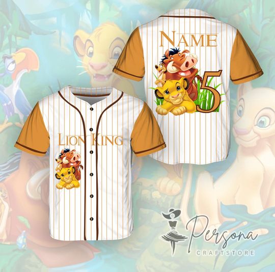 Discover Lion King Baseball Jersey, Simba Mufasa Timon Pumbaa Disney Jersey, Hakuna Matata, Lion Birthday Kid Jersey.