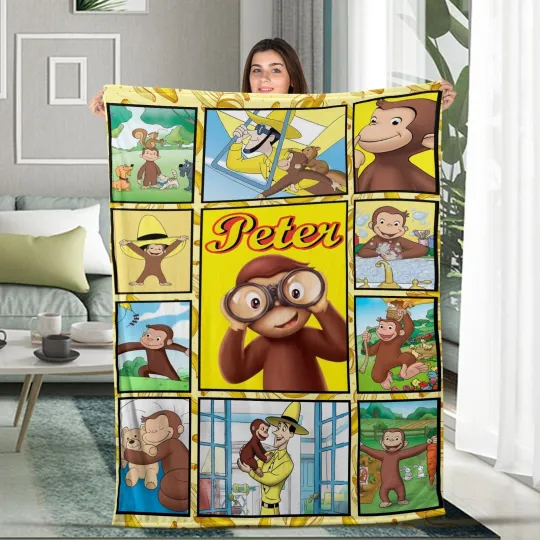 Discover Personalized Curious George Blanket Curious George Plush Fleece Blanket