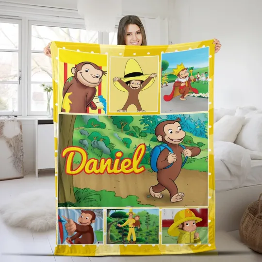 Personalized Curious George Blanket Curious George Plush Fleece Blanket