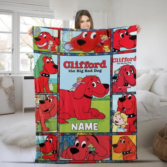 Discover Personalized Clifford the Big Red Dog Blanket, Clifford Plush Fleece Blanket