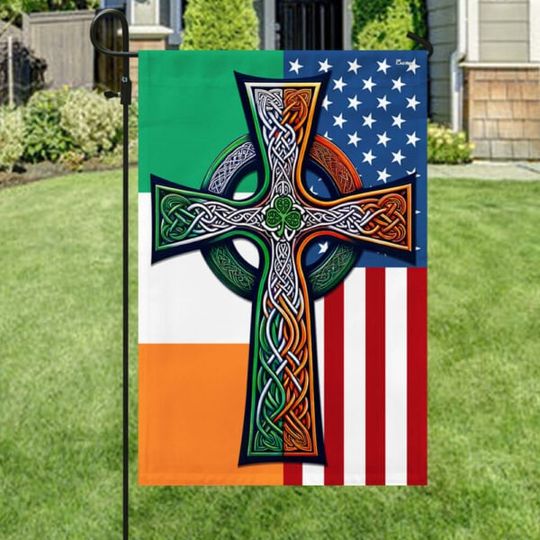 Discover Irish Celtic Knot Cross St. Patricks Day Irish American Flag, Garden House Flag, St. Patrick's Day Decoration, St. Patrick's Day 2024