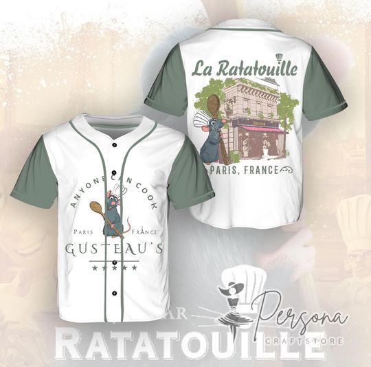 Remy Ratatouille Baseball Jersey, Ratatouille Paris Jersey, Little Chef Shirt, Anyone Can Cook Baseball, Eurodisney Trio Shirt