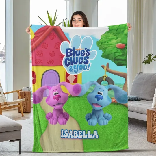 Blues Clues Cartoon Plush Fleece Blanket Personalized Baby Blanket Cute Dog