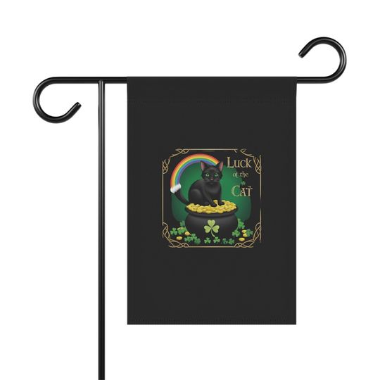 Discover Lucky Black Cat Garden Banner, St. Patrick's Day Outdoor Decor