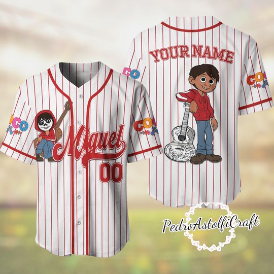 Discover Personalized Disney Coco Miguel Baseball Jersey, Coco Movie Shirt, Custom Name Number Jersey, Disney Family Trip Outfit