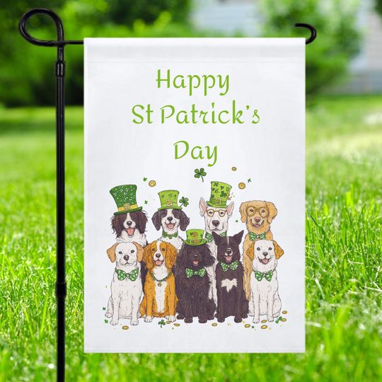 Discover St Patrick's Day Dogs Garden Flag Lucky Party Pups Yard Art