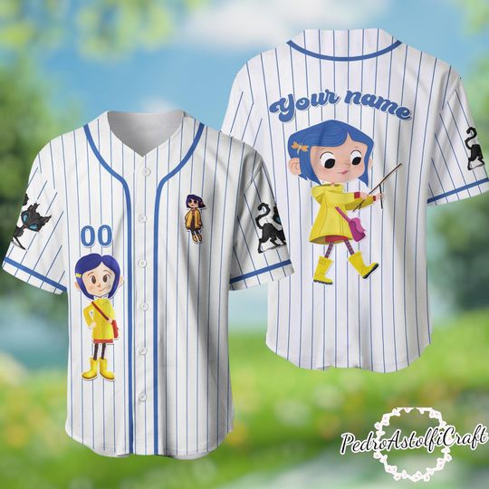 Custom Coraline Baseball Jersey, Coraline Movie Shirt, Personalized Name Number Jersey, Halloween Cartoon Jersey Gift