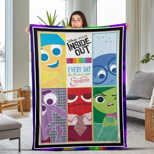 Discover Personalized Disney Pixar Inside Out Blanket, Custom Name Emotions Inside Out Bi