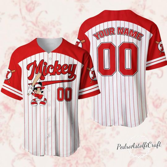 Discover Mickey Mouse Baseball Jersey, Disney Mickey Custom Name Number Jersey, Mickey Baseball Shirt, Disney Family Trip Outfit