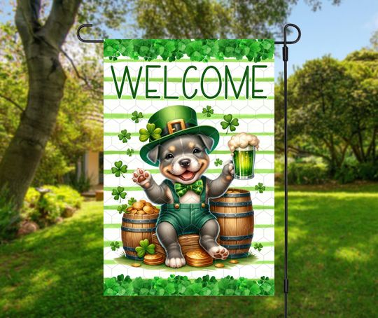 Discover St. Patrick's Day Garden Flag, Funny Dogs, Set of 5 (PNG INSTANT DOWNLOAD)
