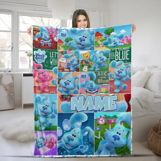 Discover Personalized Blue Clues Plush Fleece Blanket Blue Clues Fleece Blanket Birthday