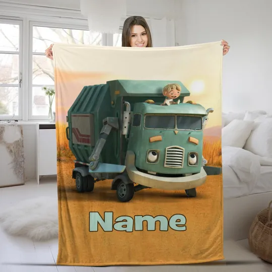 Discover Hank And Trash Truck Plush Fleece Blanket  - Custom Disney Gifts Blanket